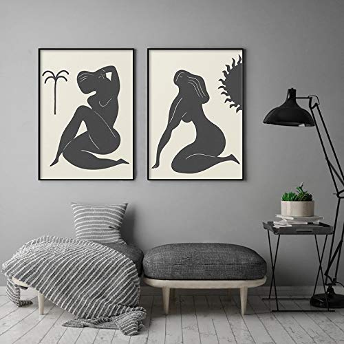 Affiche Fille Grecque Mid-Century | Art Mural Coloré pour Salon 50x75 cm