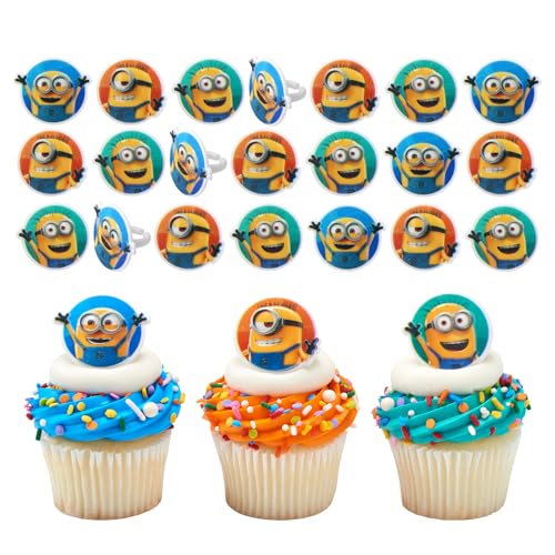 DecoPac Minions Lot de 24 anneaux pour cupcakes Motif Moi, moche et méchant