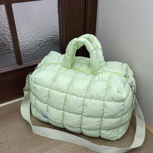 Puffer Tote Bag Quilted Duffle Bag for Women Puffy Crossbody Overnight Shoulder Handbag Large Weekender Bags Gym Travel4