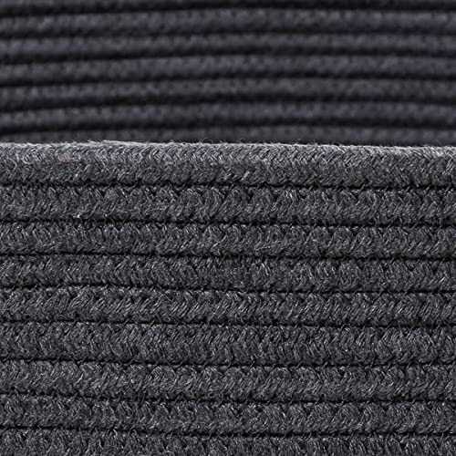 Image of ALBY Newyork'Woven Laundry Hamper, Toy Storage Bin, for Blankets Clothes Toys Pillows in Living Room, Baby Nursery, Jute /Black Mix (12'' x 12'' x 8'' Large, Black)