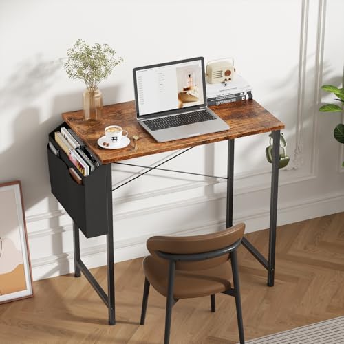 Flycity Tisch, Schreibtisch, Computertisch, Bürotisch, Schminktisch, Robust und Langlebig, mit Aufbewahrungstasche, 100 x 48 x 75 cm, Geeignet für Wohnzimmer, Büro, Arbeitszimmer, Schlafzimmer, Braun