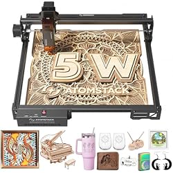 ATOMSTACK A5 Pro V2 5W Laser Engraving Machine, Laser Cutter for Beginners, 400 mm/s and with 400 x 400 mm Working Area, for Leather, Ceramic, Dark Acrylic, Coated Metal, Stainless Steel etc.