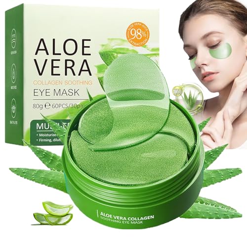 60 Parches de Ojos con Aloe Vera y Colágeno,Mascarillas Hidratantes para Ojeras,Bolsas,Arrugas y Líneas Finas,Cuidado Anti-Edad para Hombres y Mujeres​
