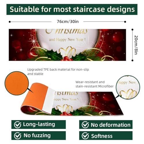Alfombra para peldaños de escalera de Navidad contra resbalones de niños y perros 5