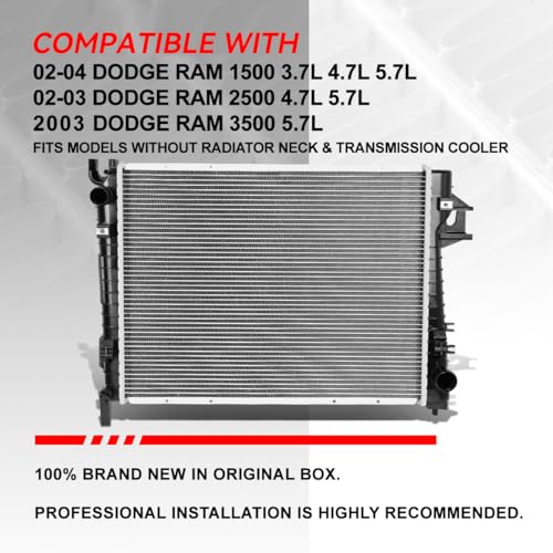 Image of Auto Dynasty 2479 Radiator for 02-04 Dodge Ram 1500 2500 3500 3.7 /4.7 /5.7L | Factory Style 1-Row Cooling Radiator, Aluminum Core, DPI 2479