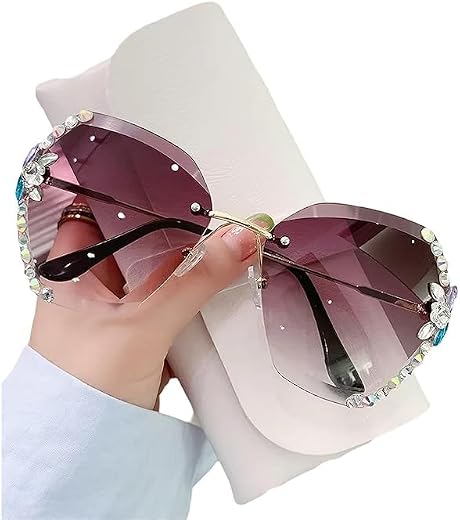 FZ CRAFT UV400 Protective Sunglasses for Women Stylish Rimless Diamond Cutting Lens with Stone All color of Sunglasses for...