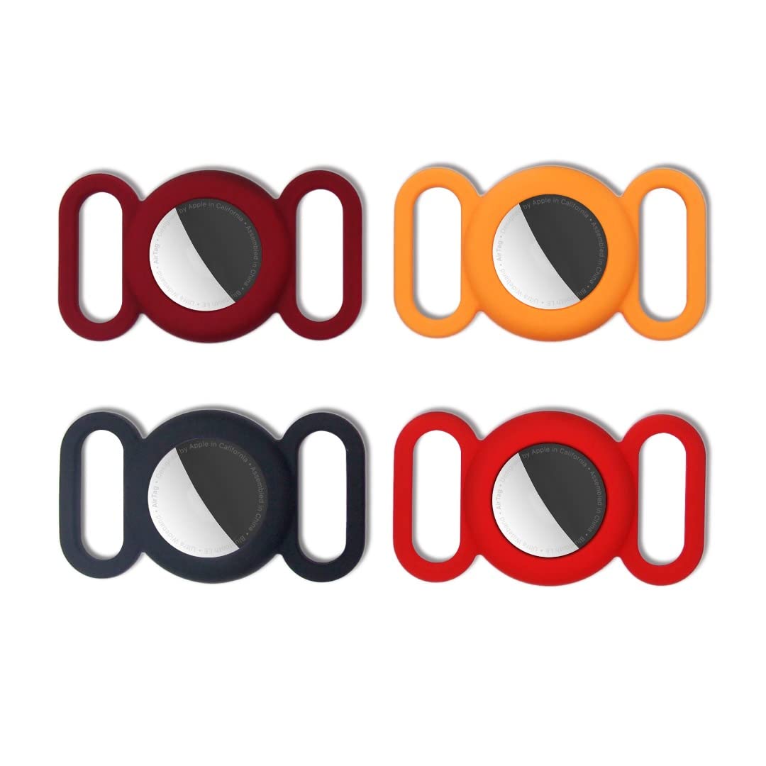 MUAAZ Silicone Case(4 Pack) for Apple Air Tag Holder Pet Dog/Cat Collar for Air Tags, airtag cat Collar for Apple Tracker Tags, Dog airtag Holder