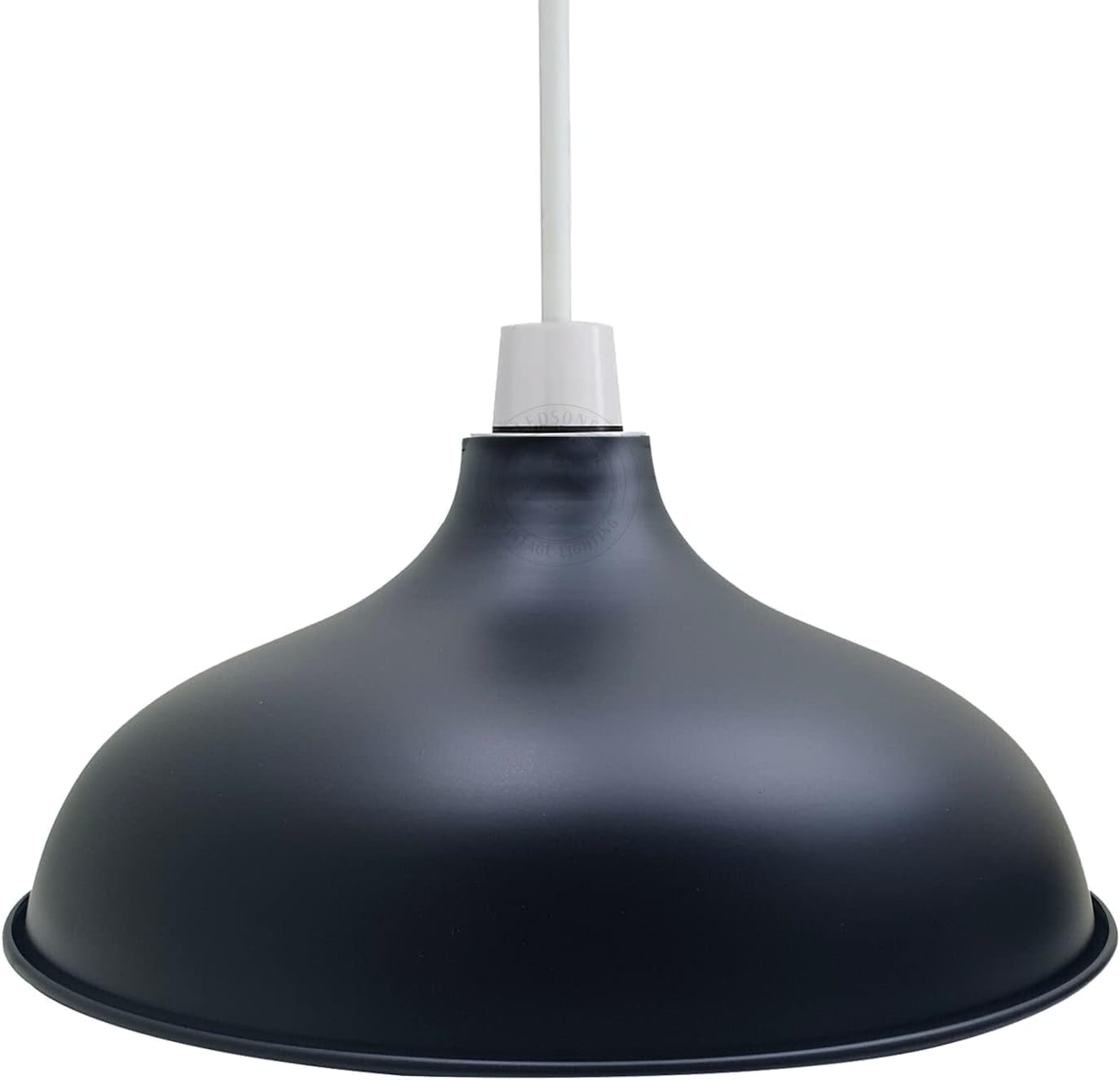 Retro Metal Light Shades, Vintage Style Ceiling Island Lamp Pendant Shade, Non Electric 36cm Easy Fit Curved Kitchen Lampshade, Office, Living Room Light Shade with Reducer Ring (S5-Black) — image 1