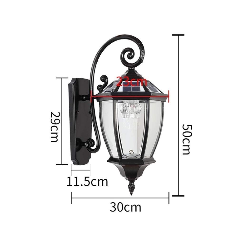Zewnętrzna wodoodporna solarna lampa ścienna, latarnia LED z aluminiowym i szklanym kloszem – idealna do oświetlenia kinkietu ogrodowego
