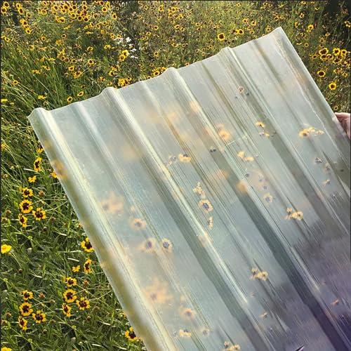 Lámina Ondulada para techos, 1,5 mm, 5 Paneles de Resina de Fibra de Vidrio, lámina de plástico Corrugado Gruesa, láminas para techos onduladas, fácil de Doblar y Cortar, Tablero Transparent