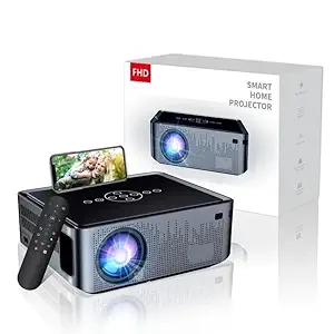 ORLOV 1080P Smart Led Projector with 4K 8K Support, Android 9.0, Dual 5G+2.4G WiFi, Bluetooth 5.0, Dolby Audio, Auto Focus,12000 Lumens(300 ANSI), 200 inch Screen Projection & Voice Control Remote