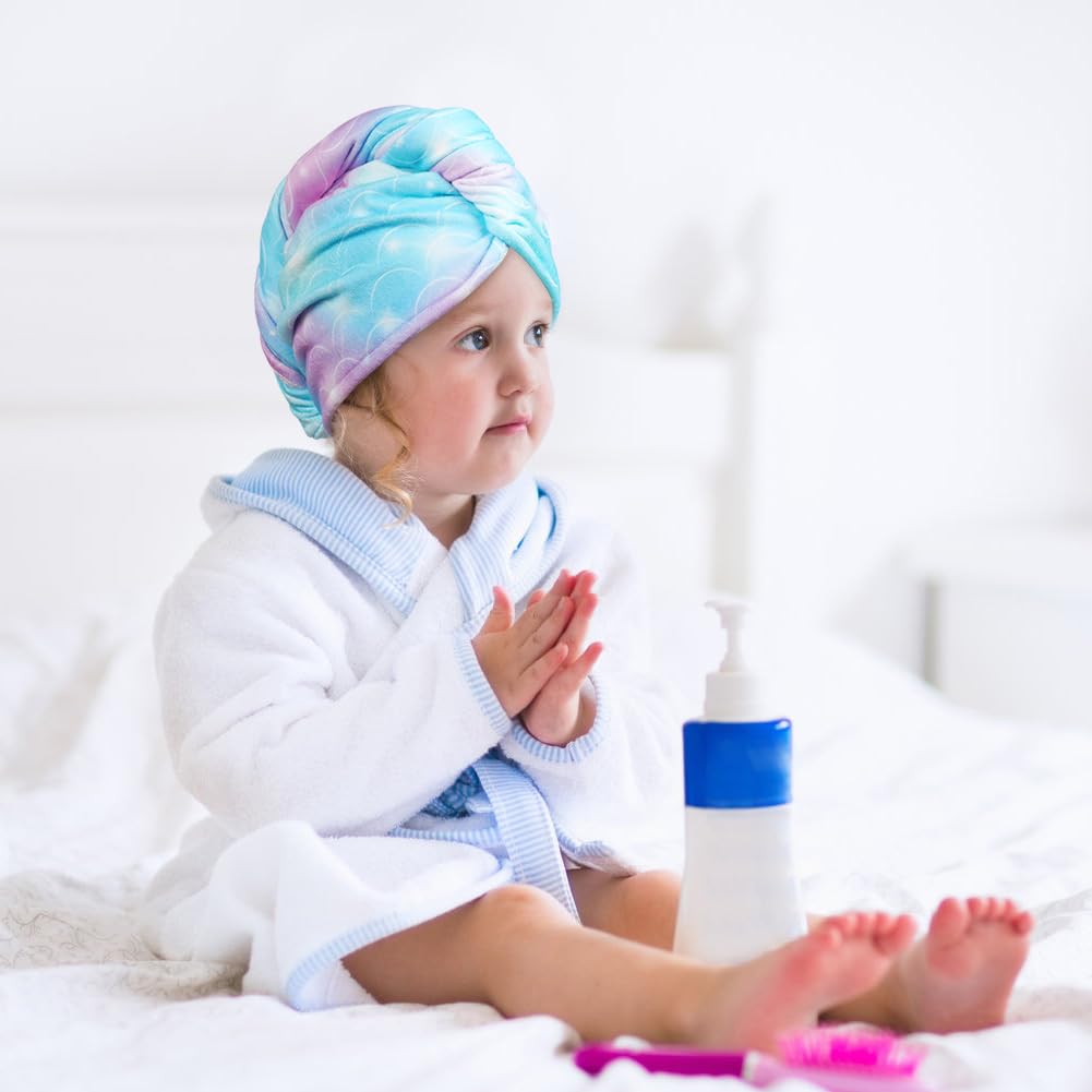 URAQT Ręcznik z mikrofibry do włosów, 3 szt. Turban do włosów z guzikiem, miękki chłonny i szybkoschnący, super chłonny turban do krótkich i długich włosów, Różowy + niebieski, 65cm x 25cm