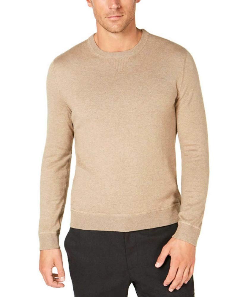 Tasso ElbaMens Knit Crew Neck Pullover Sweater Taupe L