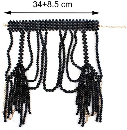 Chunky Bead Pendant Choker Long Statement Necklace for Women Costume Pearl Beaded Chain Shoulder Body Jewelry - Image 4