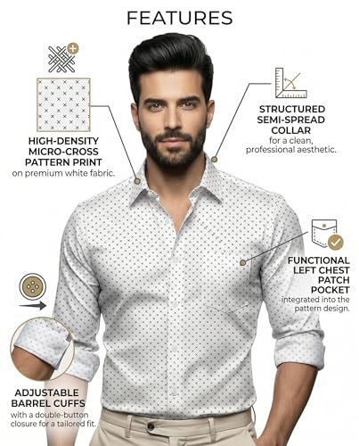 Image of Amazon Brand - INKAST Men's Printed Cotton Shirt | Full Sleeve | Regular Fit | Comfortable Formal Stylish Shirt for Men | Man Shirts for Professional Look