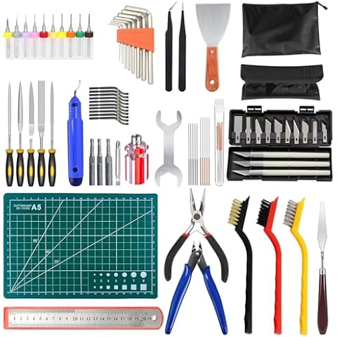 3D Printer Tool Kit, 75 Pcs 3D Printer Accessories Includes Deburring Tool, Removal Tools, Tube Cutter, Ruler, Cutting Mat, Storage Bag, 3D Printing Tool Kit for Finishing, 3D Print Removing, Cleaning Cover