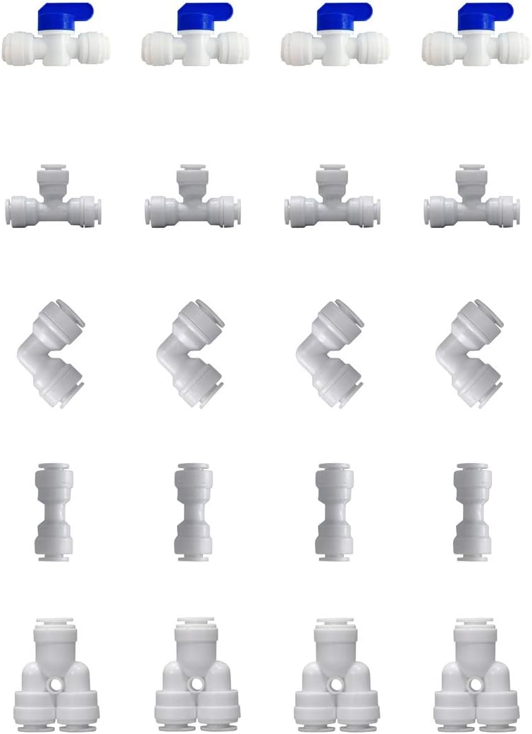 Neeshow 1/4" OD Quick Connect Push In to Connect Water Tube Fitting for RO Reverse Osmosis Water Filter Fittings Pack of 20