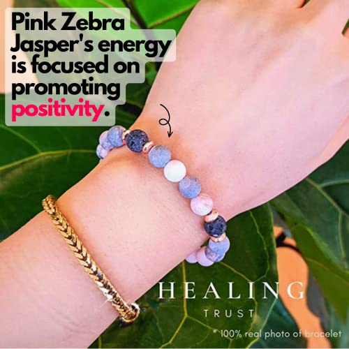[Healing Trust] Lava Rock Bracelet With Lavender Essential Oil, Pink Zebra Jasper Essential Oil Diffuser Bracelet, Yoga Mediation Bracelet Stone Diffuser, Relaxing Aromatherapy Diffuser Bracelet, Pink Bracelet For Women And Men, Yoga Bracelet, Gifts For Mom, Yoga Chakra Crystal Healing Spiritual, Positive Vibes Bracelet, Brazaletes Para Mujer, Happy Mood Bracelet #TOP3