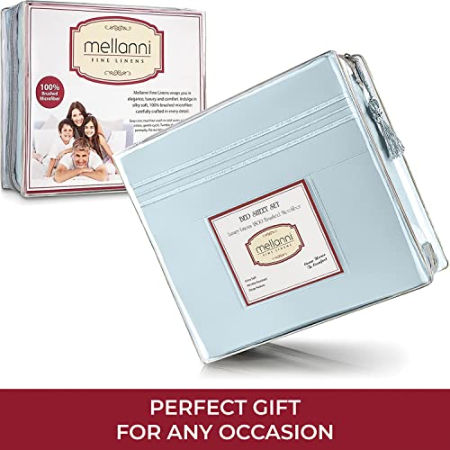 Mellanni California King Sheet Set - Iconic Collection Bedding Sheets & Pillowcases - Hotel Luxury, Extra Soft, Cooling Bed Sheets - Deep Pocket Up To 16 Inch - Easy Care - 4 Pc (Cal King, Baby Blue) #TOP6