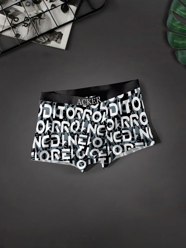 Image of ACKER Soft Nylon Printed Trunks & Boxers Underwear for Men Inner for Men with Extra Thin Elastic (Pack of - 3)