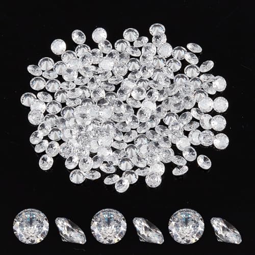FINGERINSPIRE 440 Pcs 4mm Pierre de Zircone Cubique Ronde Pierres de Diamant Cz en Vrac de Qualité A Minuscules Cabochons de Strass Facettes Cristal Diamant...