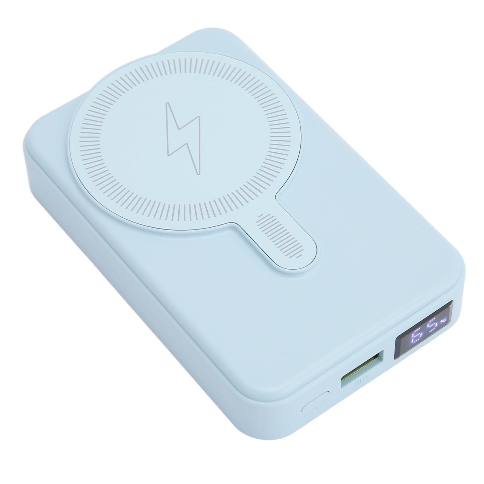 Banco de Energía Magnético de 10000mAh para 14 13 12 Series, Pantalla LED con Imán Fuerte, Cargador Portátil Inalámbrico, Soporte Plegable de Carga Rápida de 15W, Excelente Seguridad (Blue)