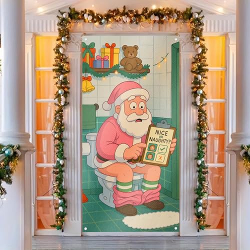 Image of BlissYard Door Banner Winter Porch 35x71 Inch Polyester