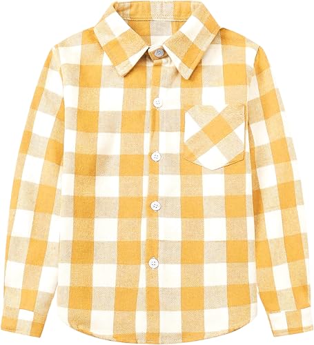 Image of SANGTREE Women and Girls Long Sleeve Flannel Casual Button Down Plaid Shirt