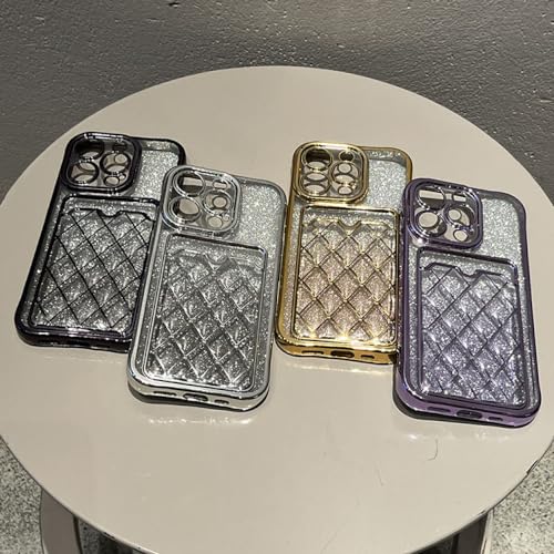 Coque iPhone 13 Pro Max transparente pailletée avec porte-carte chic - 6