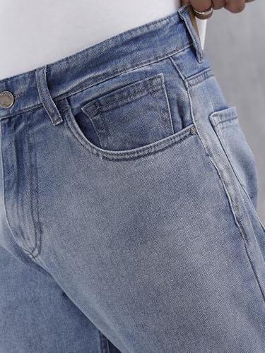 Image of WROGN Men's 100% Cotton Jeans | Solid | Anti Fit