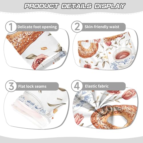 Bagel and Tea Girls Leggings,Workout Leggings for Girls Toddler Athletic Legging Size for 3-10T3