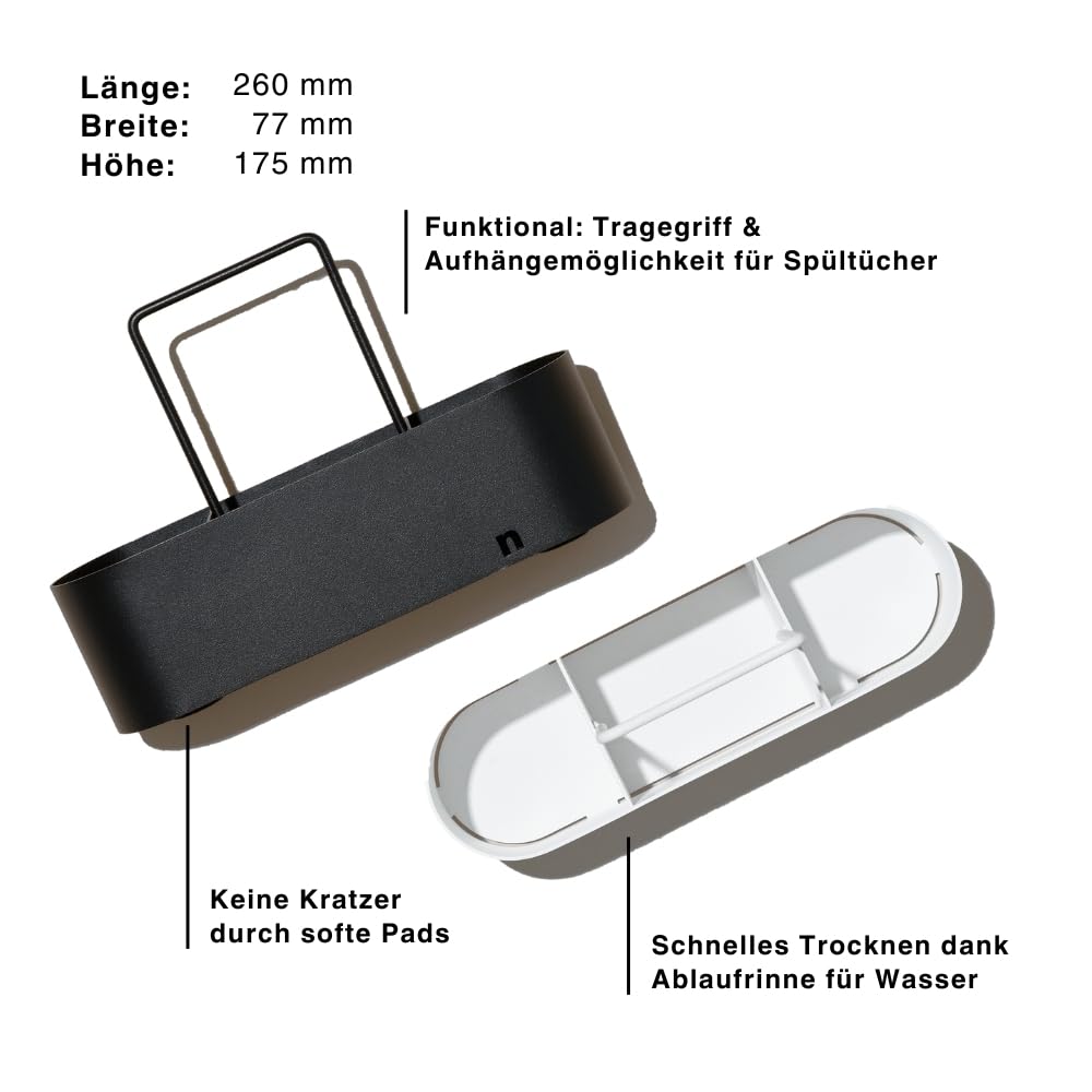 nordesign Spülbecken Organizer weiß, Küchenorganizer Metall