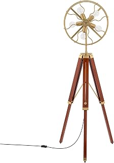Art and Craft Wooden Tripod Fan Light | Decorative Floor Lamp for Living Room, Bedroom, Study | Modern Home Decor Standing... Price In India