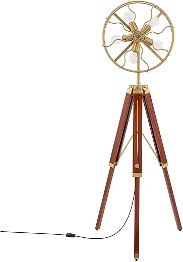 Art and Craft Wooden Tripod Fan Light | Decorative Floor Lamp for Living Room, Bedroom, Study | Modern Home Decor Standing...