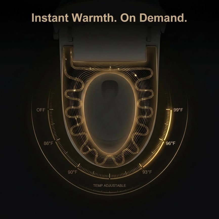 Inodoro Inteligente Ultimate Smart Bidet con Bidé Incorporado, Inodoro Moderno sin Tanque con Ahorro de Agua Ecológico, Asiento Calefactable, Control Remoto y Fácil Instalación para Actualización de Hogar de Lujo miniatura 5