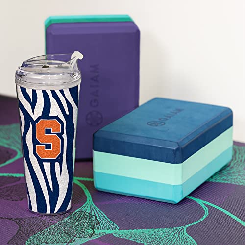 Image of Rico Industries NCAA Glitter 24oz Acrylic Glitter Tumbler with Hinged Lid, Officially Licensed Double Wall Tumbler with Straw