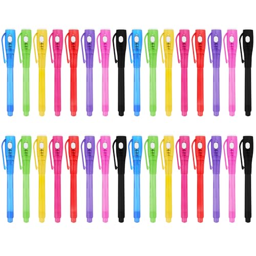32 PCS Invisible Ink Pen with UV Light Secret Message Pen Spy Pens Magic Invisible Markers Classroom Gifts for Students, Party Birthday Christmas Favors Gift Toy for Kids 6-13 Year Old Boys Girls