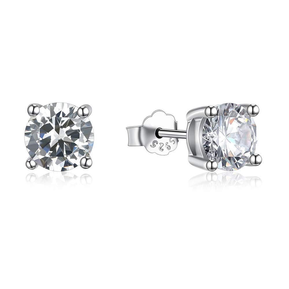 Orecchini Punto Luce in Argento 925 Rodiato con Zirconi Bianchi Taglio Diamante