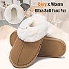 Misolin Womens Slipper Memory Foam Fluffy Slip-on House Suede Fur Lined/Anti-Skid Sole, Indoor & Outdoor Light Brown 5.5/6.5 UK, Light Brown #3