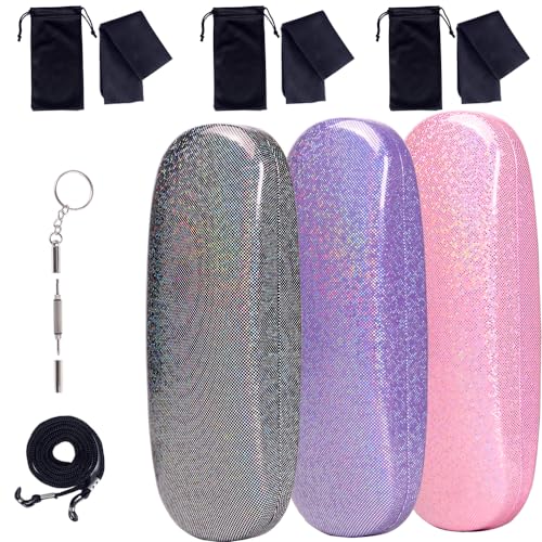 Image of ADBGV 3Pcs Unisex Hard Shell Eyeglasses Cases, Protective Case For Glasses,Sunglasses Case with Cleaning Cloth
