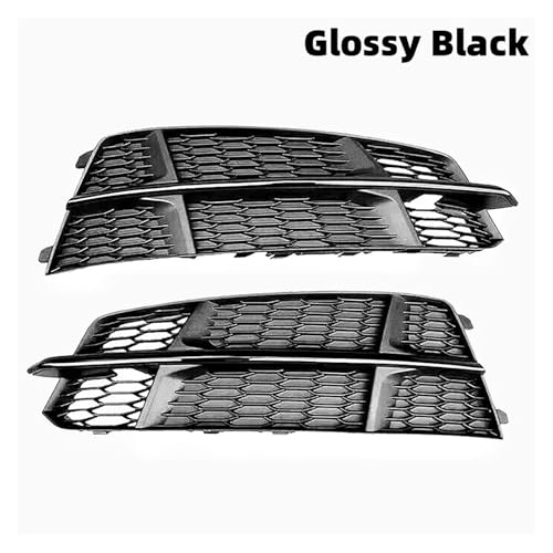 と互換性がある Audi A6 C7 A6L S-Line 2015-2018 フォグランプグリルカバー カーフロントグリル ハニカムグリルカバー メッシュグリルに対応(Glossy Black)