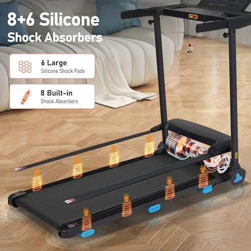 Image of Folding Treadmill with Bluetooth Speakers, LED Display, USB Charging, 0-8% Incline, 3.0HP Motorized Running Machine