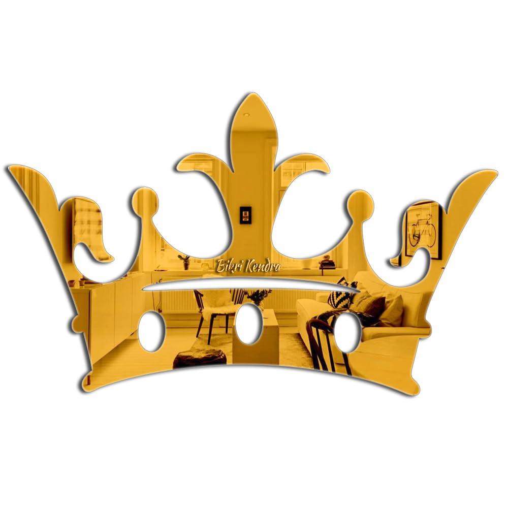 Chote Mote seller - Queen Crown Big Size Mirror Numericals for Art and Craft | Mirror Stickers for Wall, Wall Decoration, DIY Craft, | Mirror Wall Stickers (Golden_ Pack of 2)