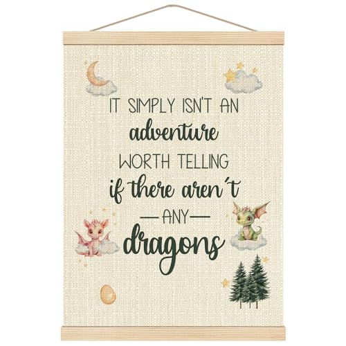 Image of Boat Wades Dragon Nursery Decor, Nursery Wall Decor, Kids Room Decor, Boys Room Wall Decor, Nursery Decor for Boys, It Simply Isn't An Adventure Worth Telling Dragons Poster Hanger Frame, 12x16 Inch
