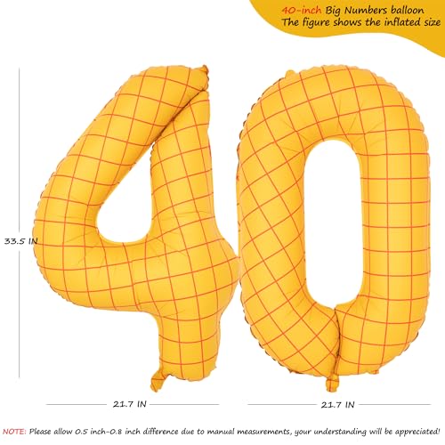 Image of 40 inch Large Number Balloon 40 Toy Inspired Story Yellow Birthday Balloon | Western Rodeo Party Supplies Boy Girl Story Anniversary Kids Birthday Party Cowboy Farm Themed Baby Welcome Decorations