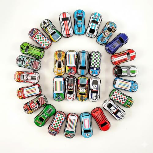 Image of Pull Back Toy Cars for Kids Set of 6 | Die Cast Metal Mini Racing Cars with International Flag Designs | Friction Powered Toy Cars for Boys & Girls Age 3+ | Small Car Playset