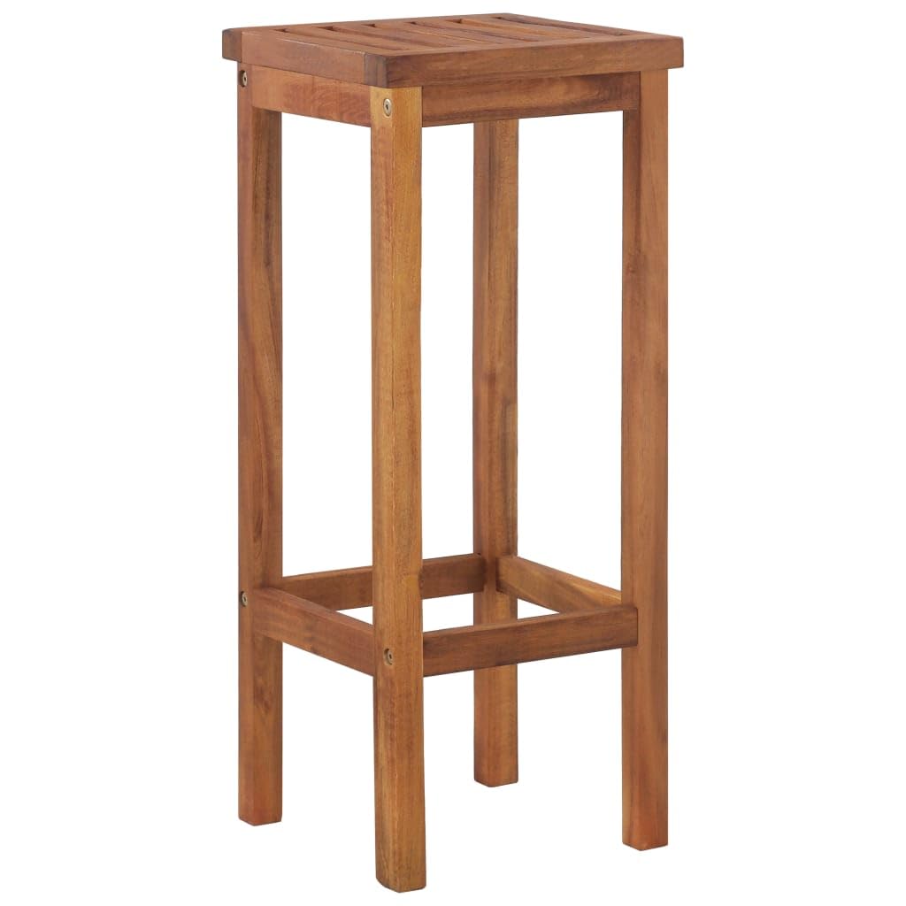 vidaXL 2X Acacia Taburete Alto Bar Cuadrado Madera Sillas Barra Altas Cocina