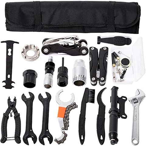 YBEKI Bike Tyre Repair Tool Kit Set - Bicycle Tool kit with Mini Pump, Bike Multi-Tool, Chain Tool Bike Freewheel Remover, etc. 6 Months Warranty Cover