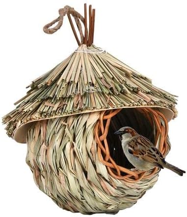 Nido De Pájaros, 19×15cm Casa De Colibríes para Colgar, Nido Pajaros Exterior Colgante, Casa De Pajaros Exterior para Exteriores, Nido De Pájaros Tejidas A Mano, Casa De Pájaros para Jardín Patio