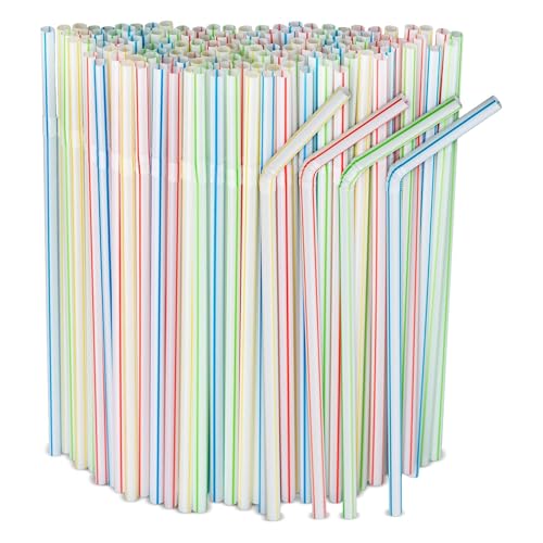 Duravel Individually Wrapped 6mm x 240mm 50 Pieces Colourful Drinking Straws - Long and Flexible - Ideal For Parties Bars Drinks